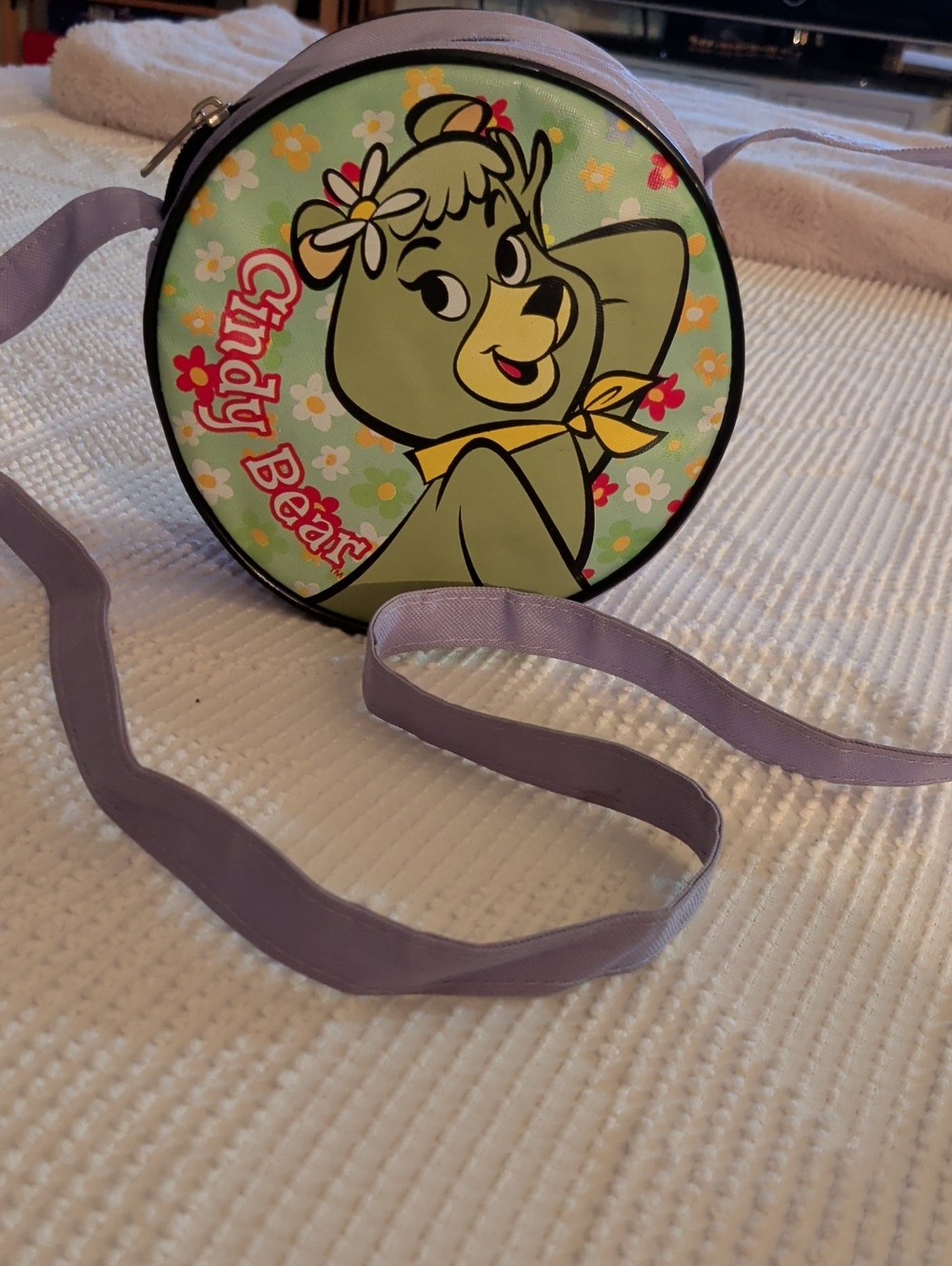 Cindy Bear Lavender Round Crossbody Bag.